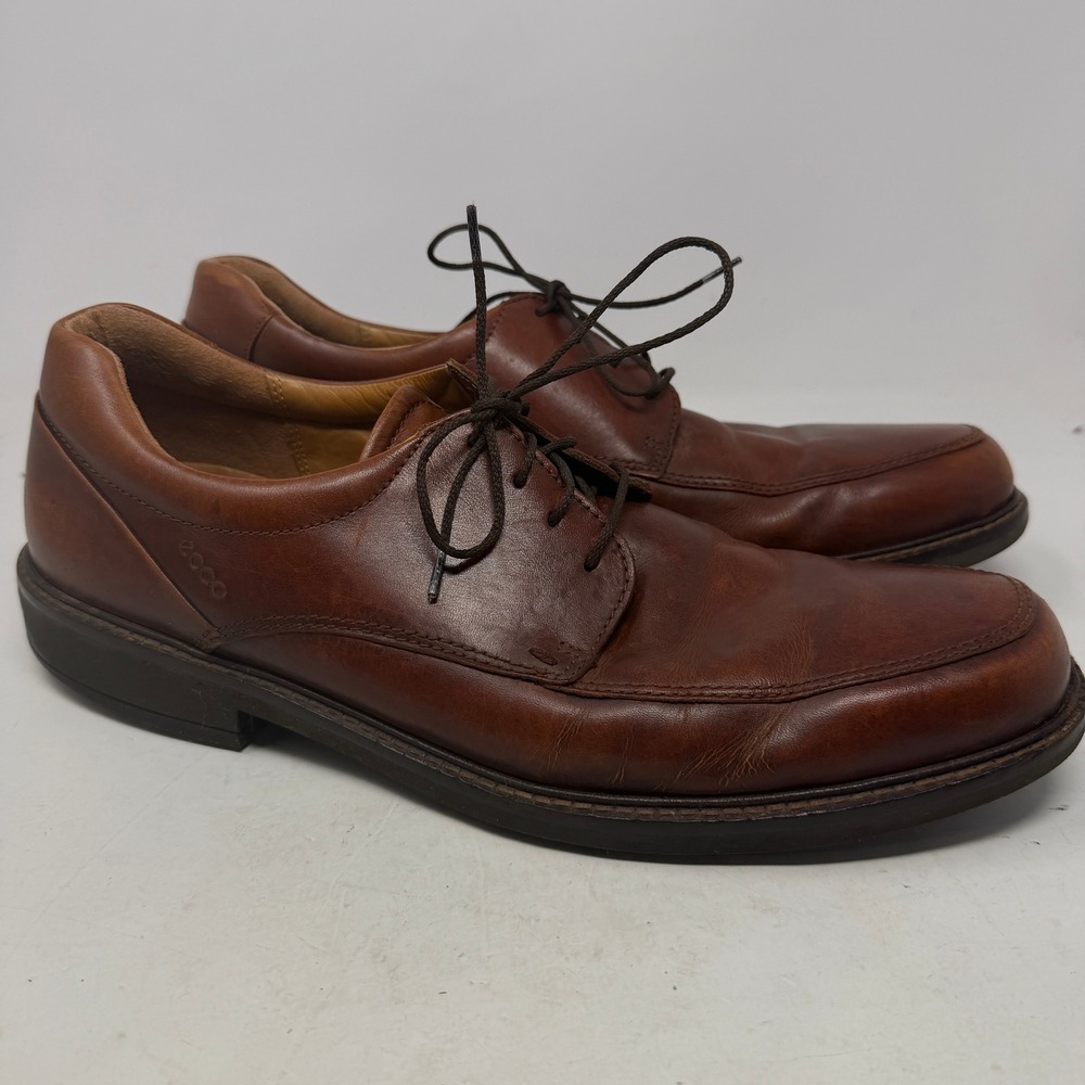 ECCO Shoes Mens 12 Apron Toe Derby Brown Leather Lace Up 460621 EUC